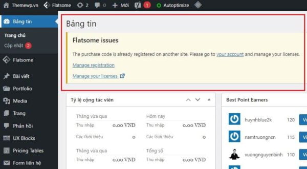 Tắt Thông Báo Flatsome Issues
