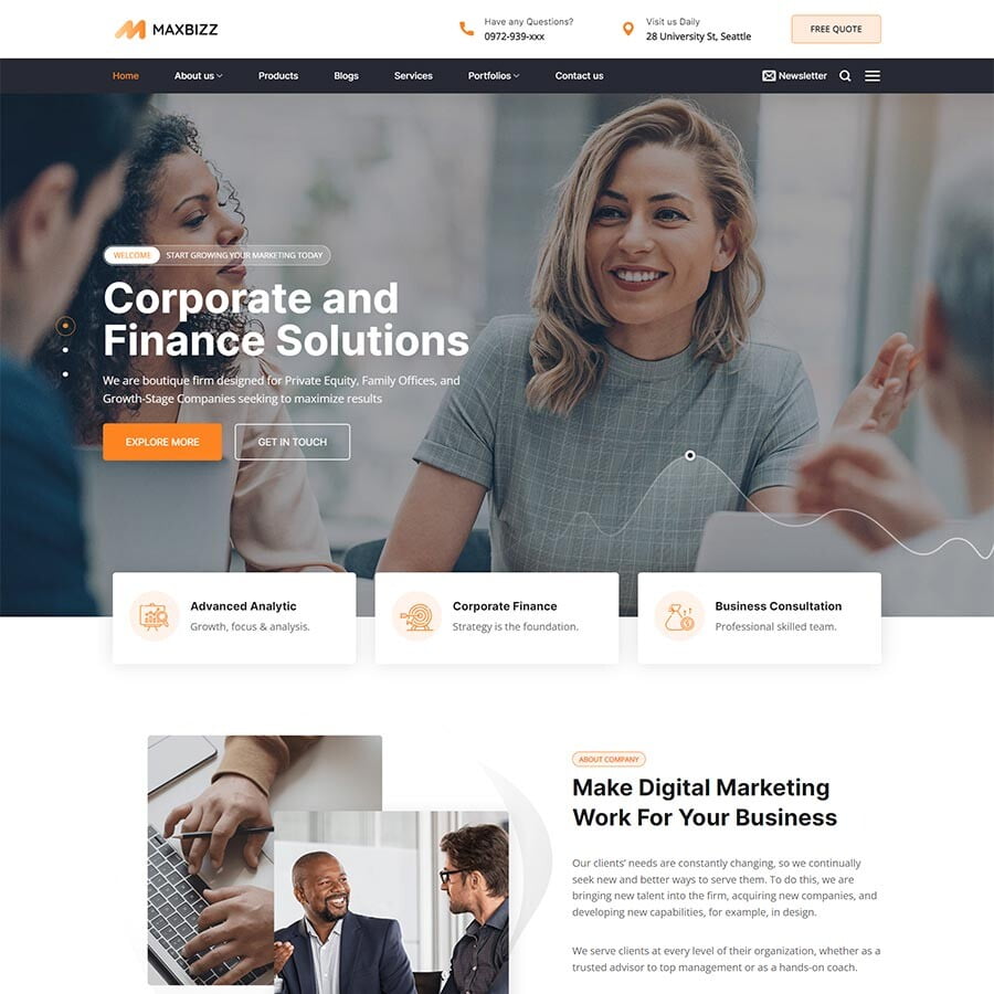 Theme WordPress giới thiệu công ty đa ngành