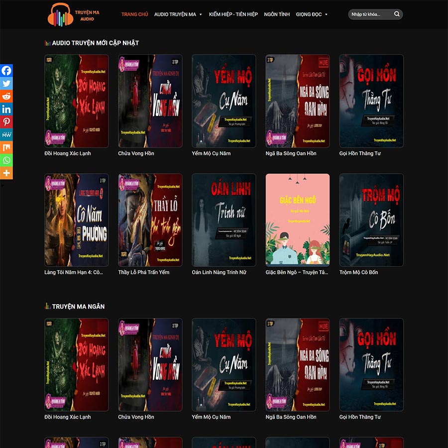 Theme WordPress nghe truyện audio