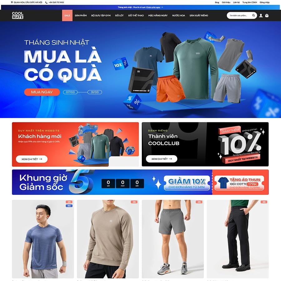 Theme WordPress bán quần áo giống Coolmate