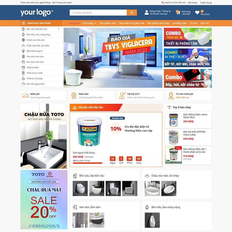 Theme WordPress Elementor Thiết Bị Vệ Sinh
