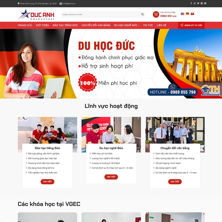 Theme WordPress đào tạo du học Đức